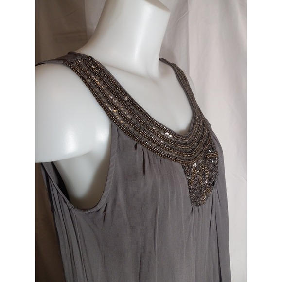 Zara Basics Women Grey Bubble Hem Decorative Scoop Neck Dress Size‎ M - Picture 5 of 9